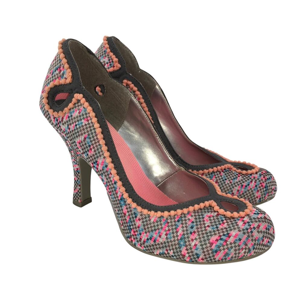 Ruby Shoo Miley High Heels Grey Pink Womens EU 40 US 9 Wicked Retro Pinup Pumps